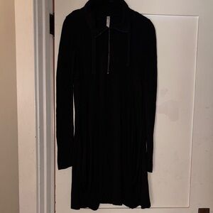 Black Long Sleeve Knee Length Dress